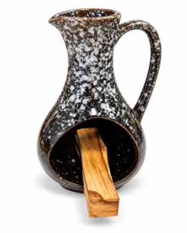 Brûle-encens en céramique noir moucheté 12 cm