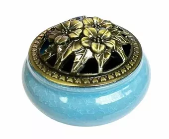 Porte Encens Céramique Bleu 10cm