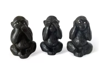 Set de 3 Statuettes Singes de la Sagesse en Résine Noire 7cm