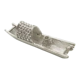 Porte Encens Métal Bateau Argent 9.5 cm