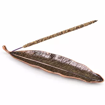 Porte-encens feuille cuivrée 25 cm