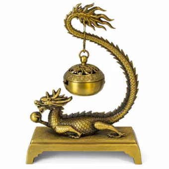 Brûle-encens suspendu décor dragon 13,6 cm