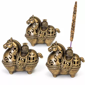 Porte-encens cheval 5,3 cm – Lot de 3