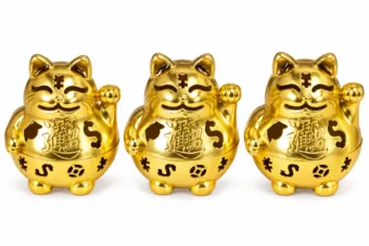 Brûle-encens Maneki-neko doré 4,9 cm – Lot de 3