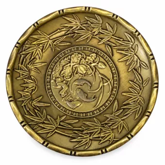 Coupelle à encens et dessous de verre décor lotus et poissons 9,3 cm