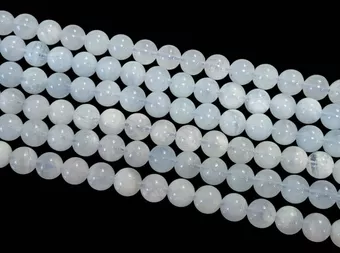 Perles Rondes sur Fil Aigue-Marine AA 6-7mm
