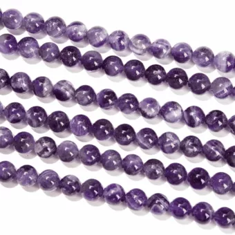 Perles Rondes sur Fil Améthyste Rubanée A 10mm
