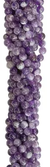 Perles Rondes sur Fil Améthyste Rubanée A 6mm