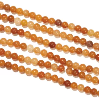 Perles Rondes sur Fil Aventurine Orange A 6mm