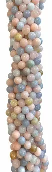 Béryls Aigue marine & Morganite A perles 8-9mm sur fil 40cm