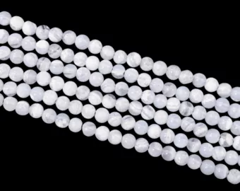 Perles Rondes sur Fil Calcédoine Bleue Rubanée AA 4-5mm