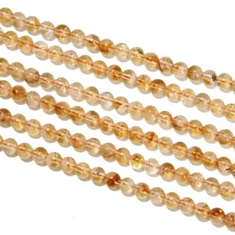 Perles Rondes sur Fil Citrine Chauffée AA 6mm