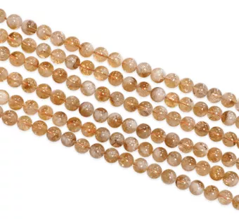Perles Rondes sur Fil Citrine Chauffée A 8mm