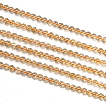 Perles Rondes sur Fil Citrine Naturelle A 4mm