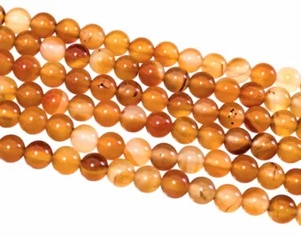 Perles Rondes sur Fil Cornaline A 6mm