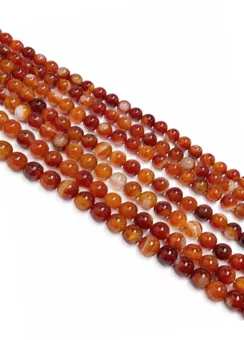 Perles Rondes sur Fil Cornaline Rubanée A 8mm