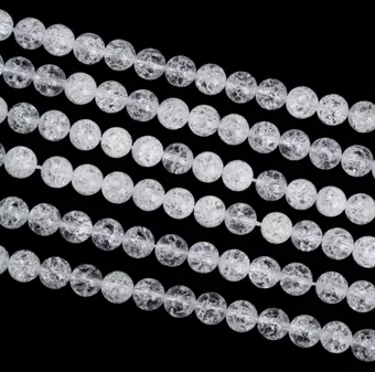 Fil de Perles Rondes Cristal de Roche Crack A 8 mm