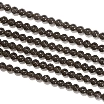 Perles Rondes sur Fil Cristal de Roche Fumé A 6mm