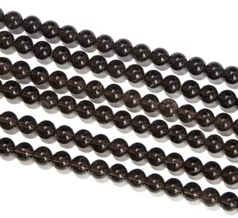 Perles Rondes sur Fil Cristal de Roche Fumé A 8mm
