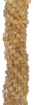Perles Rondes sur Fil Cristal de Roche Rutile A+ 5-6mm