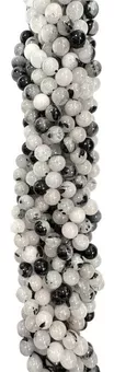 Cristal de roche Tourmaline A perles 8-9mm sur fil 40cm