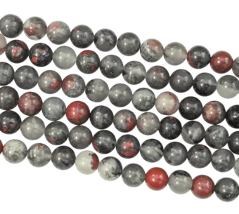 Perles Rondes sur Fil Jaspe Héliotrope Bloodstone A 10mm