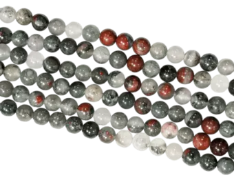 Fil de Perles Rondes Jaspe Héliotrope Bloodstone AB 6 mm