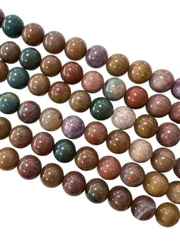 Perles Rondes sur Fil Jaspe Océan A 6mm