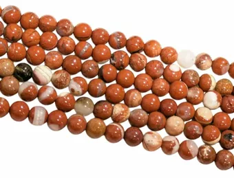 Fil de Perles Rondes Jaspe Rouge AB 4 mm