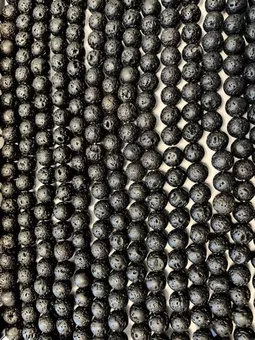 Perles Rondes sur Fil Pierre de Lave A 4mm