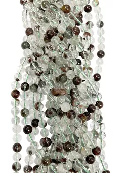 Quartz Chlorite Lodolite A perles 5-6mm sur fil 40cm