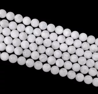 Fil de Perles Rondes Pierre de Lune Blanche Péristérite AA 10 mm