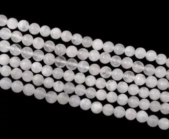 Perles Rondes sur Fil Pierre de Lune Blanche Péristérite AB 6-7mm