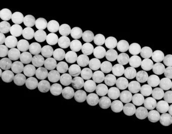 Perles Rondes sur Fil Pierre de Lune Blanche Péristérite AB 8mm