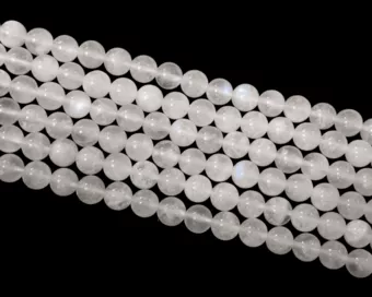 Pierre de Lune blanche Péristérite  AA perles 8mm sur fil 40cm