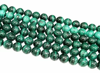 Perles Rondes sur Fil Malachite A 10mm