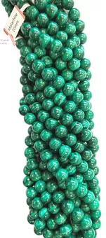 Perles Rondes sur Fil Malachite AA 9-10mm