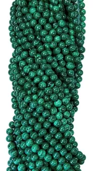 Perles Rondes sur Fil Malachite Foncée AA 5.5-6.5mm