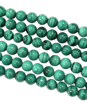 Perles Rondes sur Fil Malachite Claire AA 5-6 mm