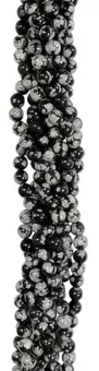 Perles Rondes sur Fil Obsidienne Flocon de Neige A 6mm