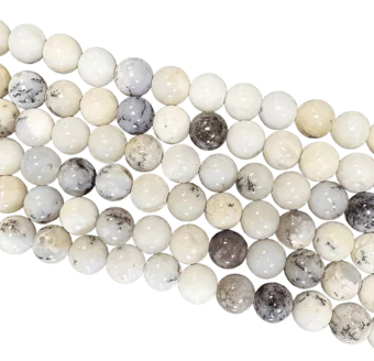 Opale Dendrite A perles 8mm sur fil 40cm