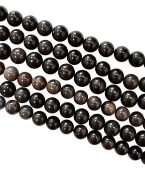 Perles Rondes sur Fil Opale Noire AB 8-9 mm