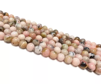 Perles Rondes sur Fil Opale Rose AB 8mm