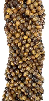 Perles Rondes sur Fil Oeil de Tigre AB 6 mm