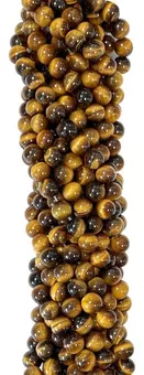 Perles Rondes sur Fil Oeil de Tigre AA 6 mm