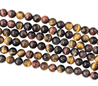 Fil de Perles Rondes Oeil de Tigre Multicolore A 8 mm