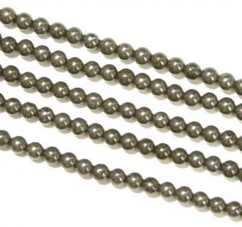Perles Rondes sur Fil Pyrite A 4mm