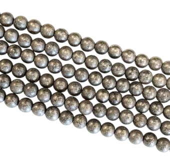 Fil de Perles Rondes Pyrite A 6 mm