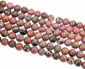 Fil de Perles Rondes Rhodonite A 8 mm