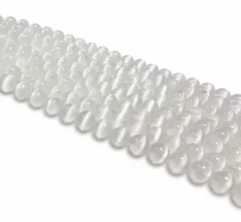 Perles Rondes sur Fil Sélénite Oeil de Chat AA 8 mm